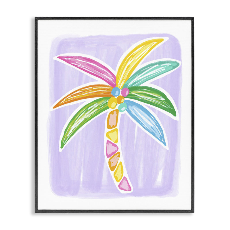 «Pastel Palm on Mauve», estampe numérique encadrée par Lisa Nohren, Giclée encadrée noir minuit, H 30 po x l 24 po