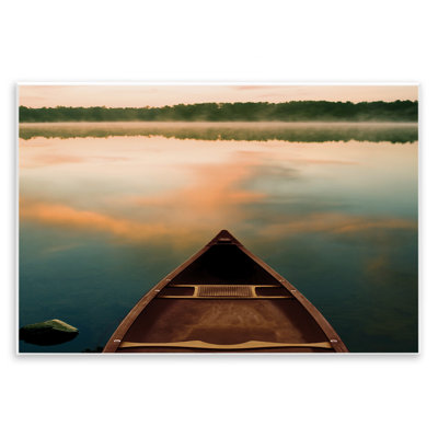 Canoe on Lake Warm Sunrise Wall Plaque Art by Danita Delimont