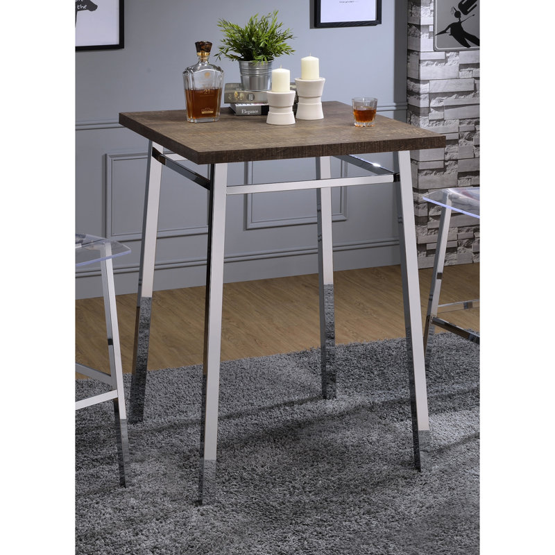 Table de bar contemporaine carrée en chêne, idéale pour les occasions sociales