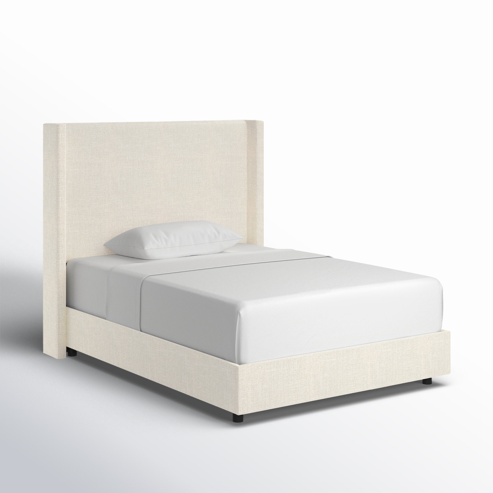Hanson Upholstered Wingback Bed, Twin, Classic Talc Linen