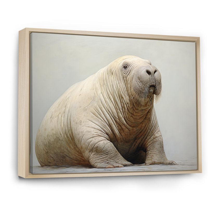Lazy Walrus Habitat V - Art mural sur toile Morse, Cadre naturel flottant, H 30 po x l 40 po x P 1,5 po