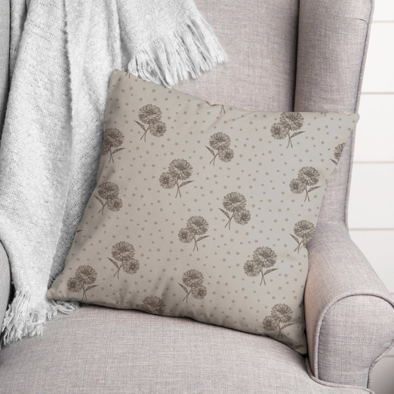 Floral Reversible Throw Pillow, Gray