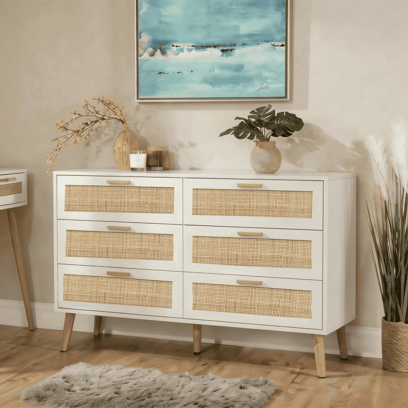 Anelise 120 cm W Chest of 6 Drawers, White