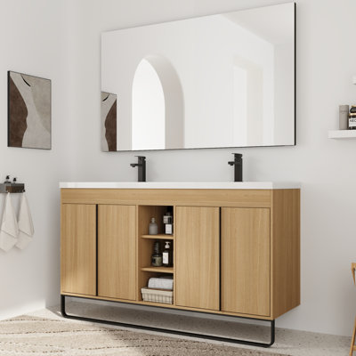 Meuble-lavabo double 60 po avec lavabo en résine