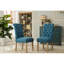 Chaise de salle à manger 2 pièces en bois massif bleu - Rembourrage de 2 chaises-852913057-852913058