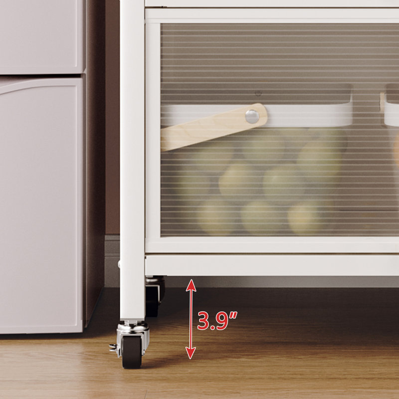White Metal Kitchen Storage - Floor-Ceiling Cabinet With Double Open Doors, 250Kg Load Capacity, Smooth Glide & 360 Rotating Shelf Cabinet: Door, Bearing Movement Rotation Wheels