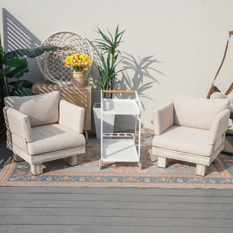 Shenia 3-Piece Outdoor Upholstered Coversation Set
