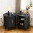 Nightstand With Charging Station, Fluted Accent Side Table With Sliding Door & Adjustable Shelf, Mid-century Modern End Table For Small Space, Living Room, Bedroom-1231376677-1231376604