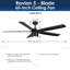 Ventilateur de plafond 5 pales avec télécommande et lumière à intensité variable RAVian-21123268-21123265