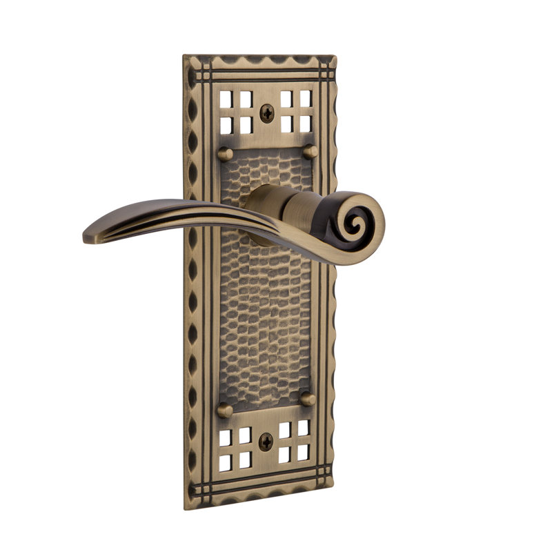 Fausse plaque simple avec levier de cygne Craftsman, Laiton antique, Droitier