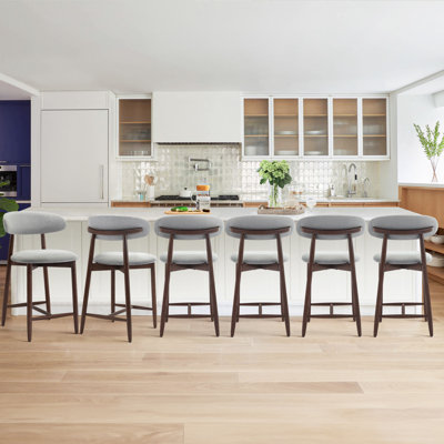 Upholstered Bar Stool with Solid Wood Frame