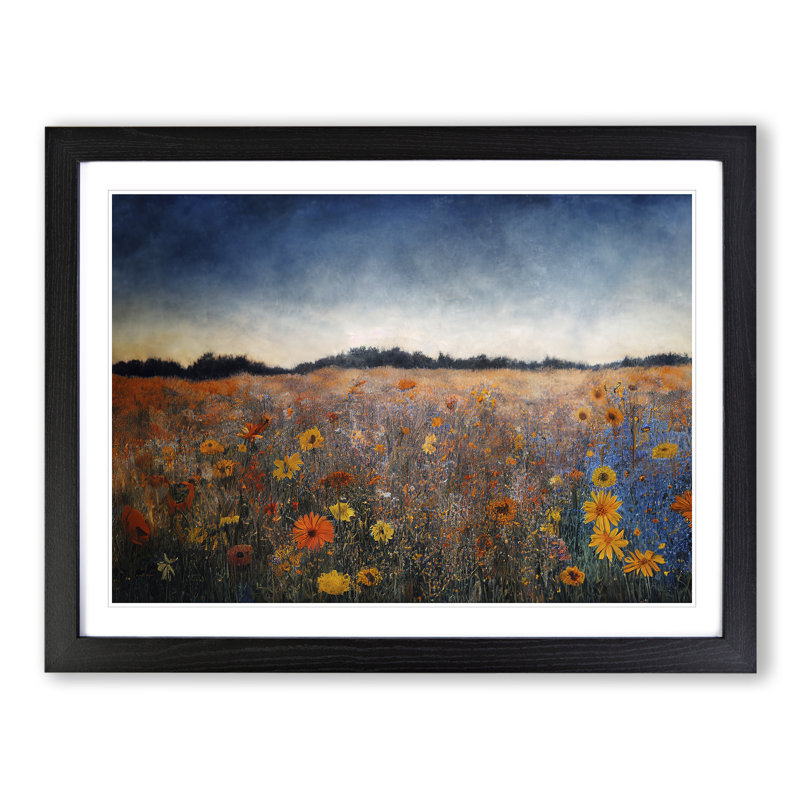 Incomparable Wildflowers Floral - Single Picture Frame Painting, Black, 46cm H x 64cm W x 2cm D