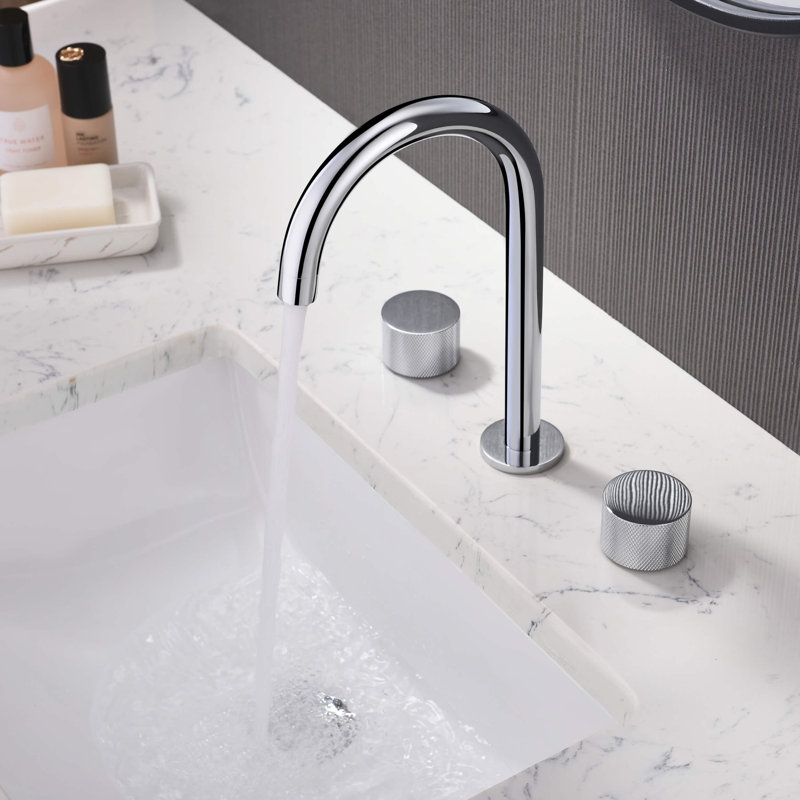Circular X Widespread Bathroom Faucet 3 Hole, 2-handle Bathroom Sink Faucet with Drain Assembly, Chrome