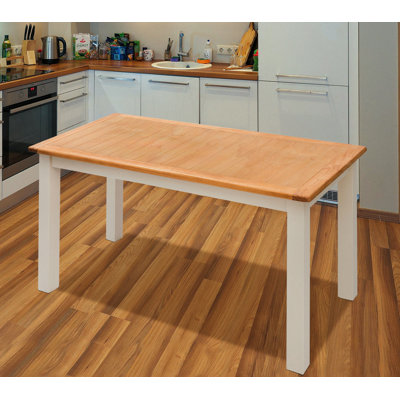 Table de salle à manger en bois massif, finition cirée naturelle