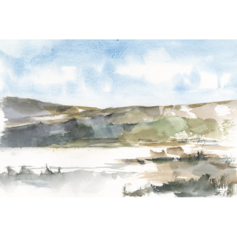 Western Lake Study II by Ethan Harper - Painting, Black Floater Framed, 20 cm H x 30 cm W