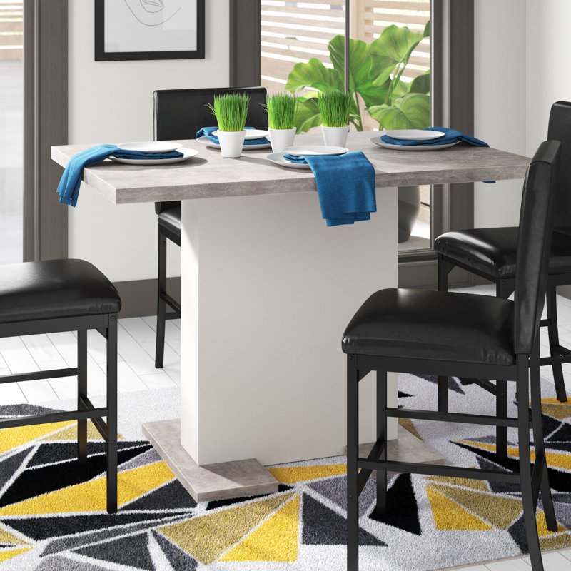 Kerber Extendable Dining Table, Concrete Look/White