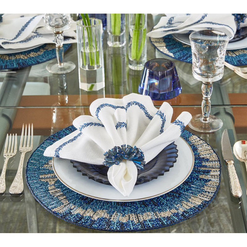 Jardin Napkin, White/Blue