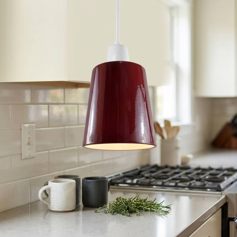 13cm H Metal Lamp Shade, Burgandy
