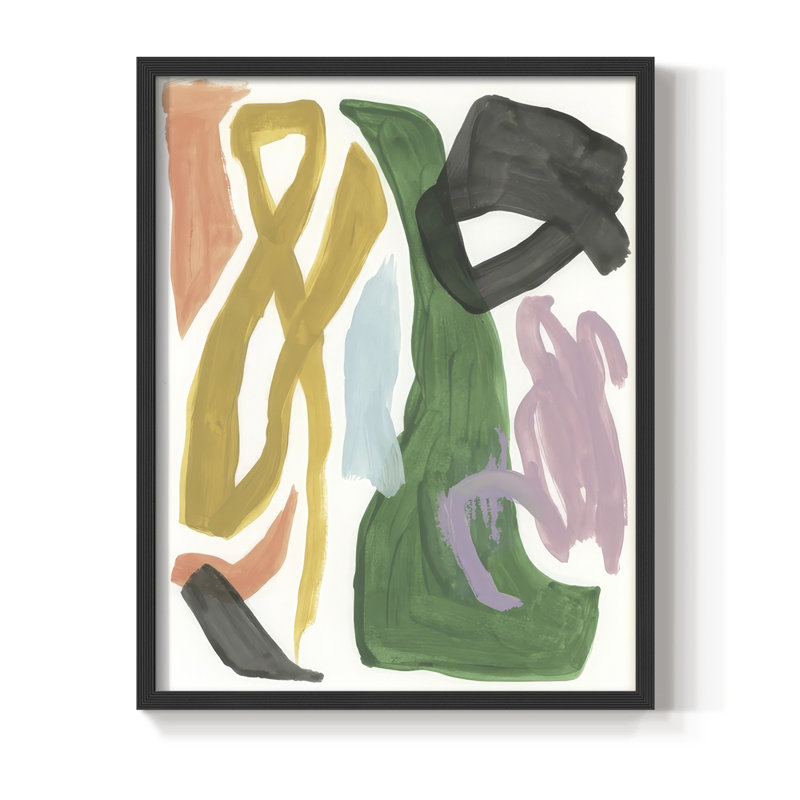 Colorful Serpentine I Framed Print - Solid Wood, Black, 30" H x 24" W