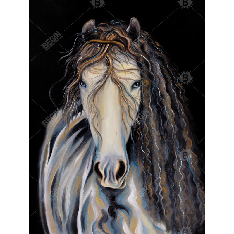 Polyester Duvet Cover, Brown Abstract Horse With Curly Mane