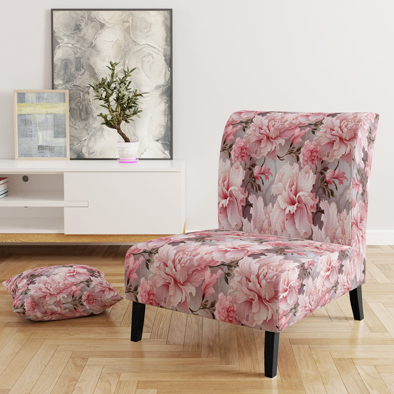 Rustic Victorian Brocade Victorian Motif - Chaise d'appoint de chalet rembourrée à motif floral