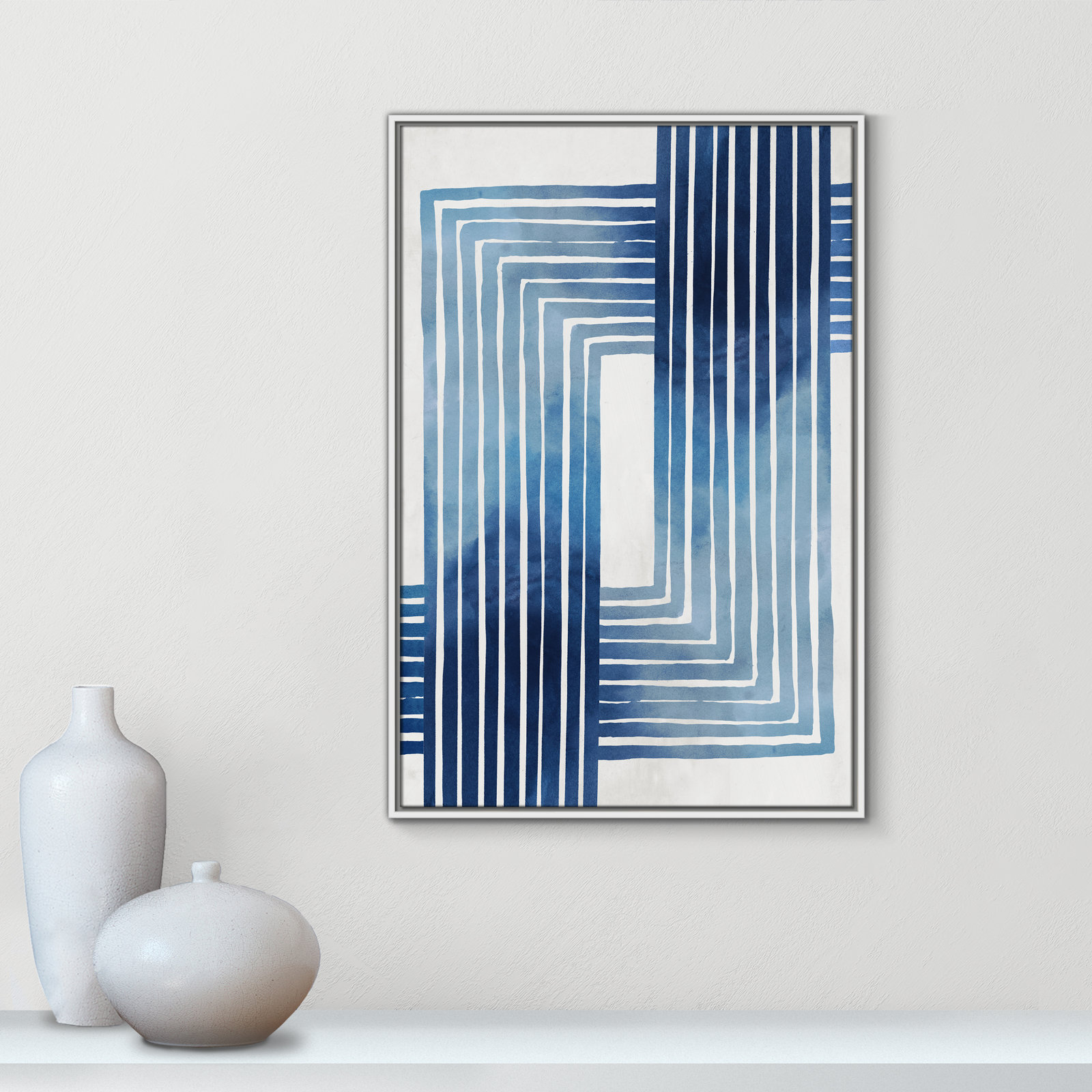 Lanny "In Unison" Painting by Eva Watts, 37.5" H x 25.5" W x 2" D, White Framed Canvas