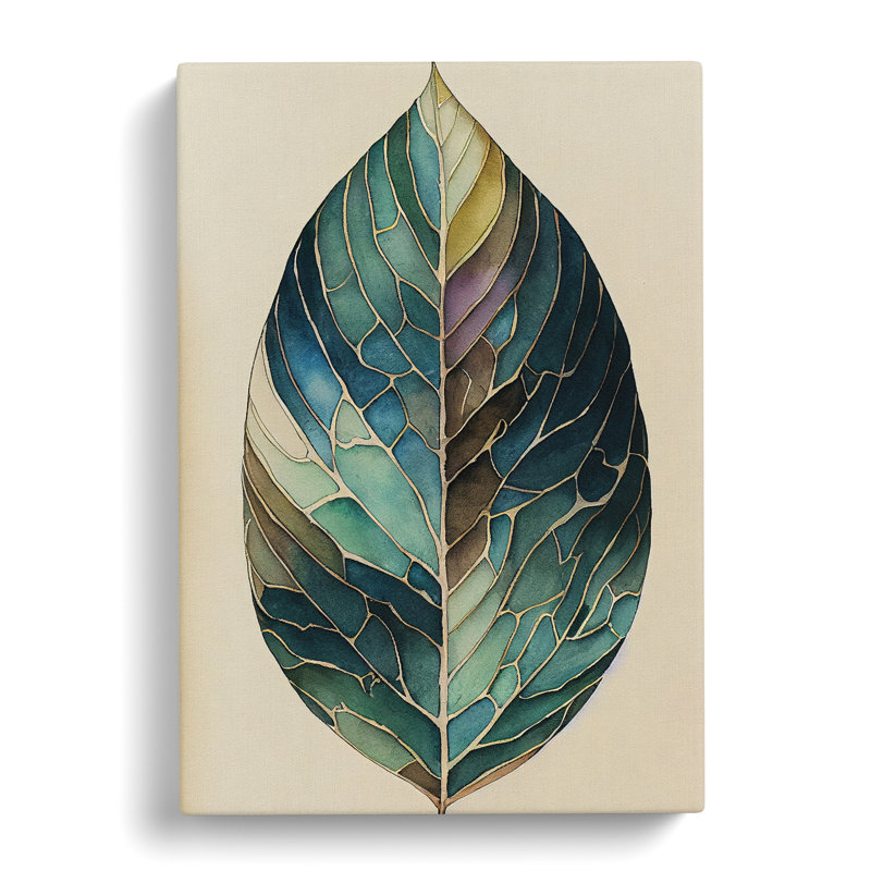Painted Leaf No.3 - Wrapped Canvas, 50cm H x 35cm W x 3cm D