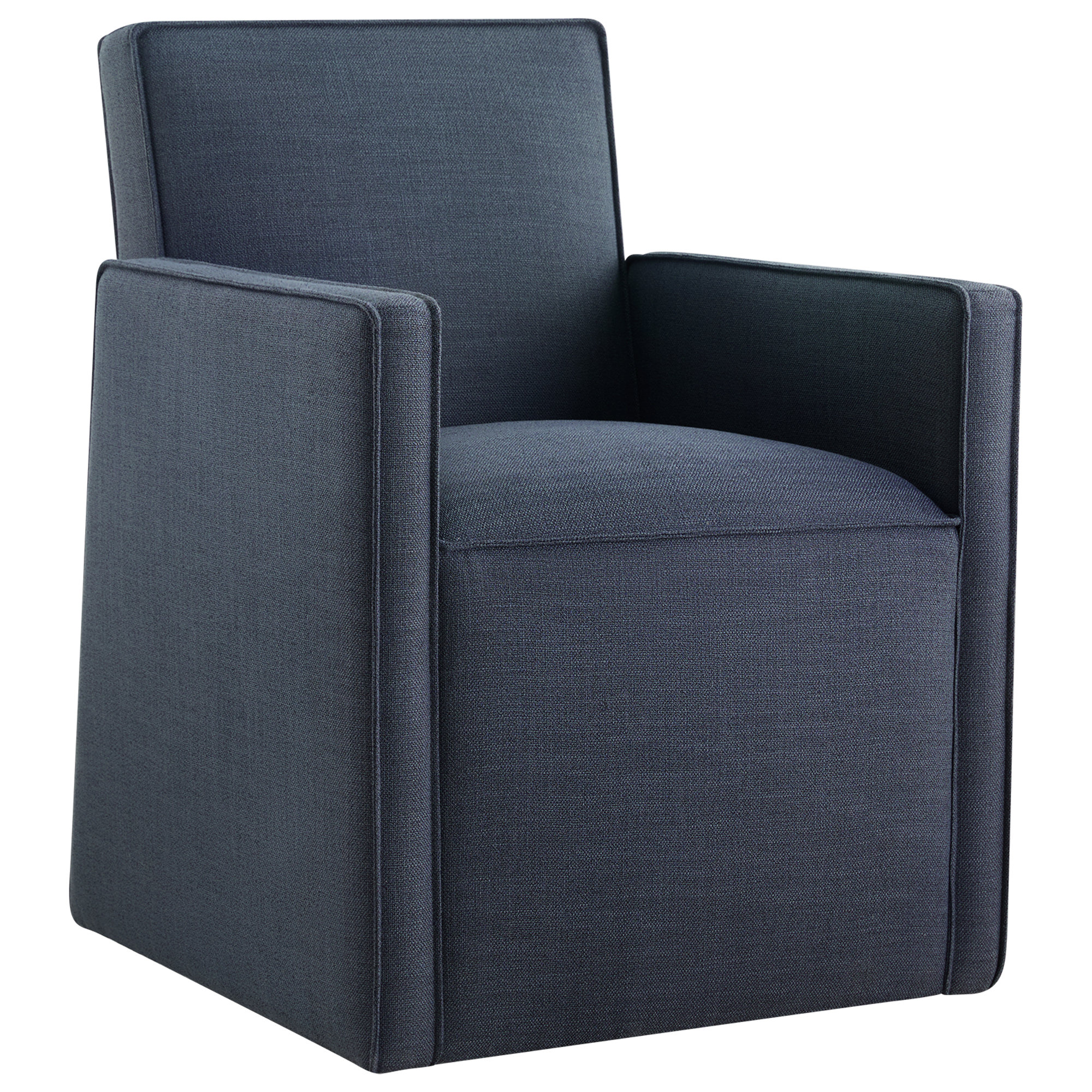 Henley Caster Wheel Dining Armchair, Linen Effie Indigo
