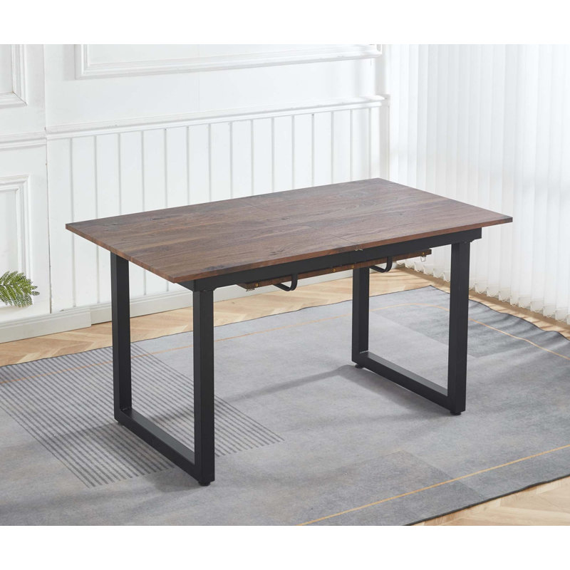 Table de salle à manger extensible, Noir, Noyer, H 29,13 po x l 70,86 po x P 31,49 po