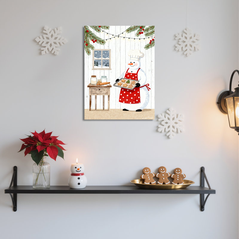 «Snowman Bake Cake», art mural sur toile, H 18 po x l 12 po