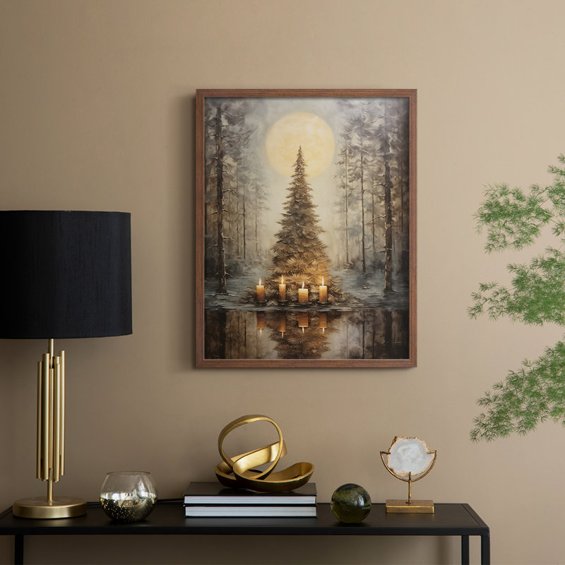«Christmas Holiday Art Dxxvii», reproduction d'art encadrée - bois massif, Noyer, H 30 po x l 24 po