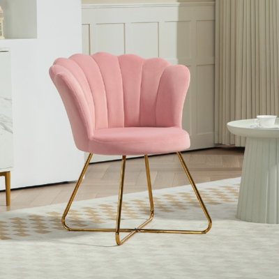 Velvet-Feel Lotus Petal Accent Chair -