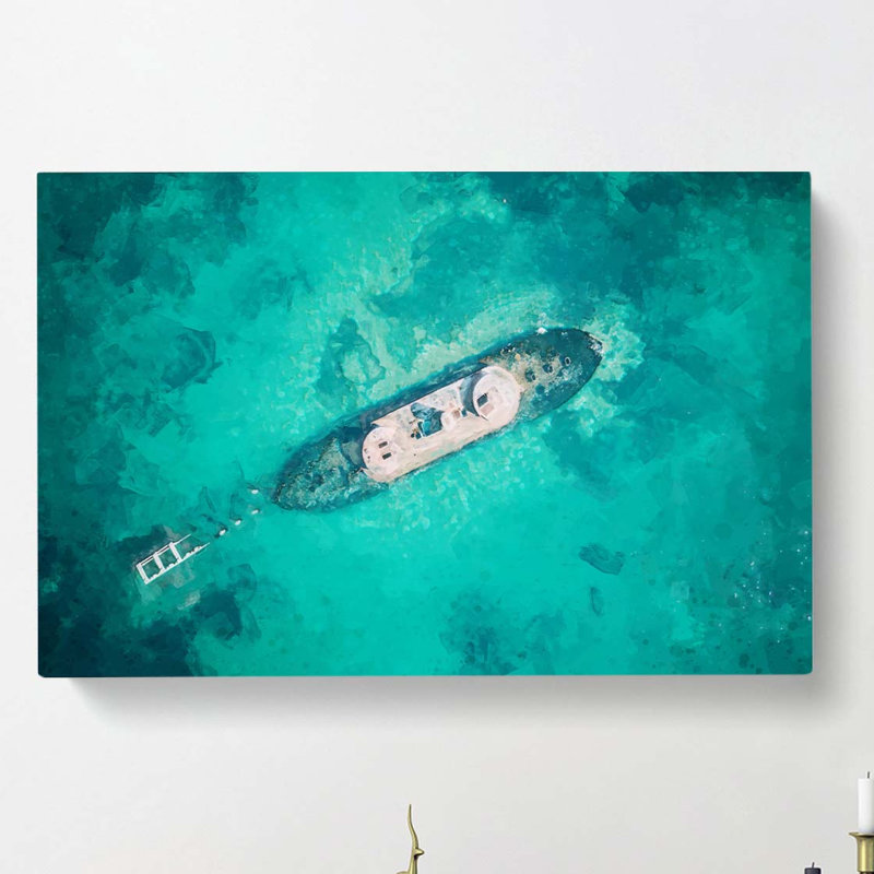 Shipwreck In Black Rock Beach Australia - Wrapped Canvas, 50cm H x 76cm W x 3cm D