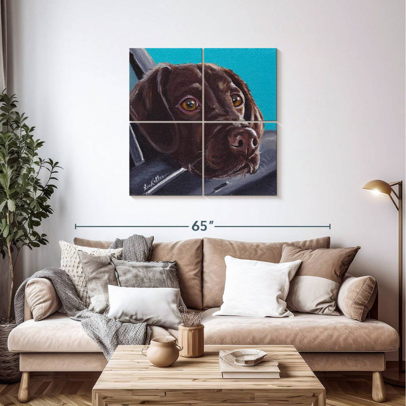 Brampt Chocolate Lab In Car, 38" H x 38" W