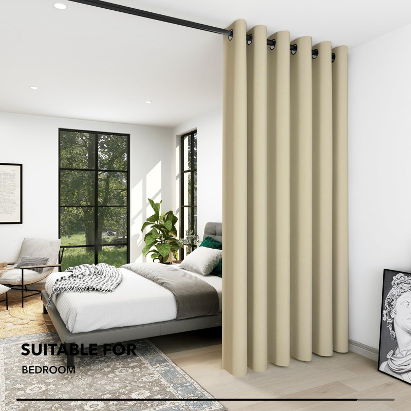 Penkridge Room Darkening Curtain Single Panel, Beige, 80" W x 84" L