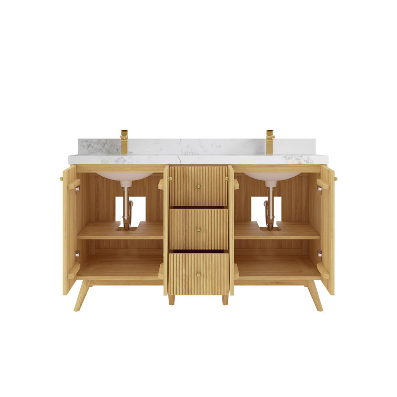 Ensemble de meuble-lavabo double 60 po Dieterger, Calacatta Nuvo