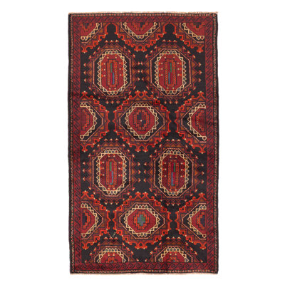 Teimani Black, Red Rug 3'8" x 6'4"
