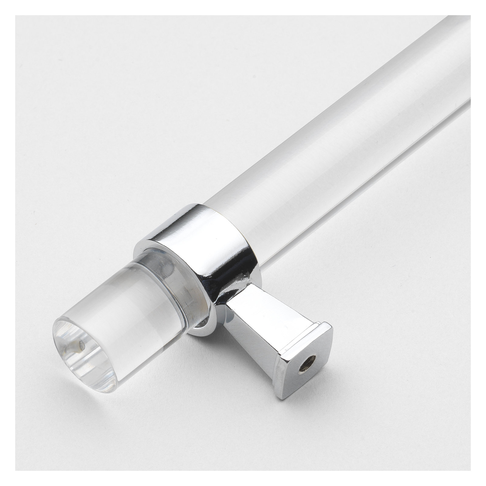 Center to Center Acrylic Bar Pull, Clear/Polished Chrome, 6.25"
