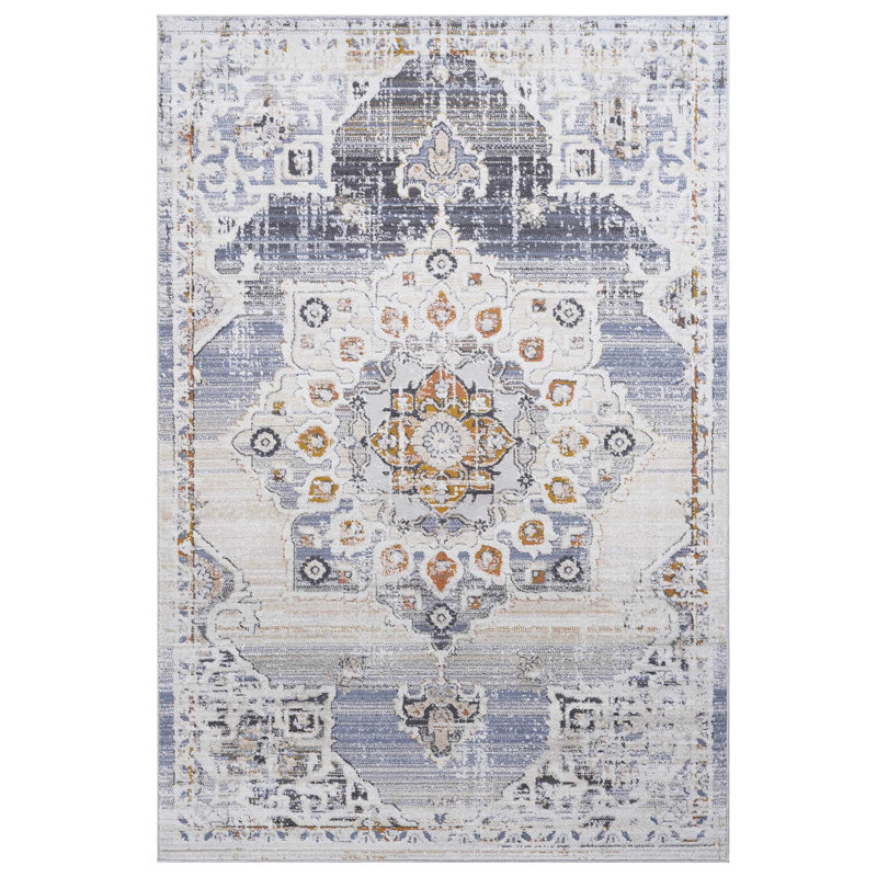 Tissage au métier à tisser et tapis 6 x 9, médaillon crème / or, sans perte de teinture, teinture, pour salon, salle à manger, motif à médaillon, chambre à coucher