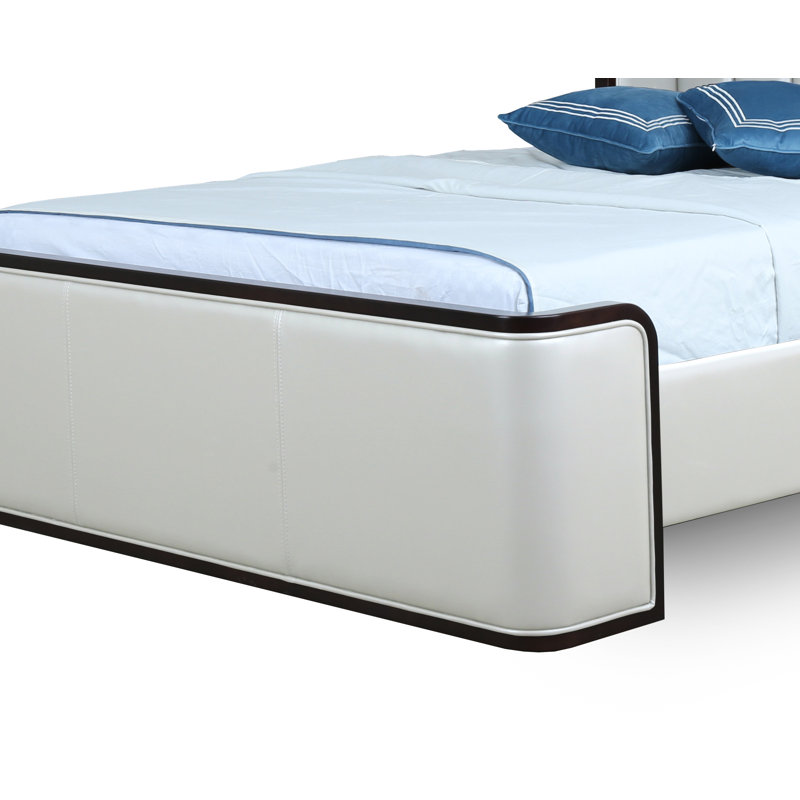 Decan Vegan Leather Platform Bed, Cream, Full