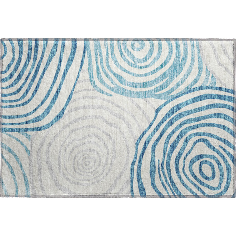 Premium Machine Washable Prisco Teal Rug