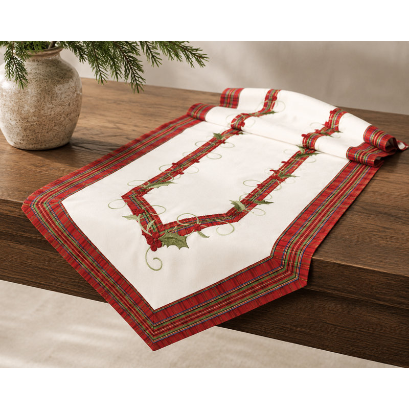 Salvaggio Embroidered Holiday Table Runner, 70" L x 14" W