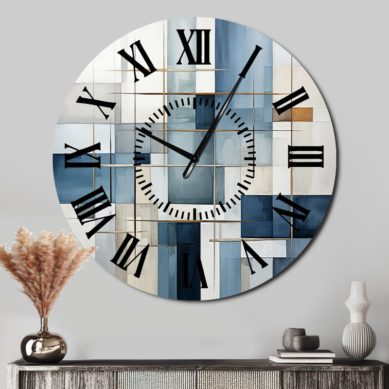 Horloge murale bleue et grise, Surdimensionné
