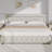 Alber Faux Leather Diamond Tufted Platform Bed with Headboard & 2 Rustic Farmhouse Nightstands Set, Barn Door End Tables with Storage Shelf-1409822705-1409822703