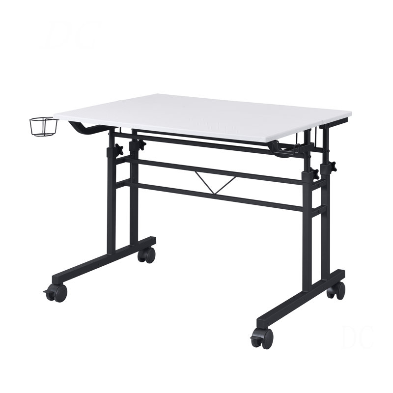 Bureau d'écriture à roulettes avec hauteur réglable et tablette mobile Techni Mobile, Blanc