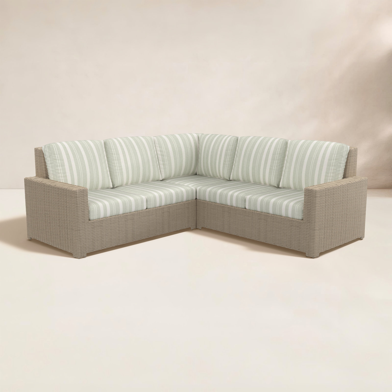 Henri Outdoor Patio Sectional With Sunbrella Cushions, Tranquil Sage