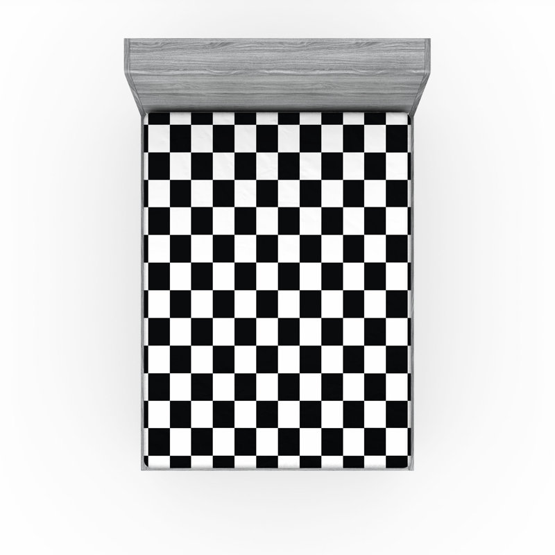 Ensemble de 2 draps-housses Ambesonne, Noir, blanc / carreauté, Drap-housse grand