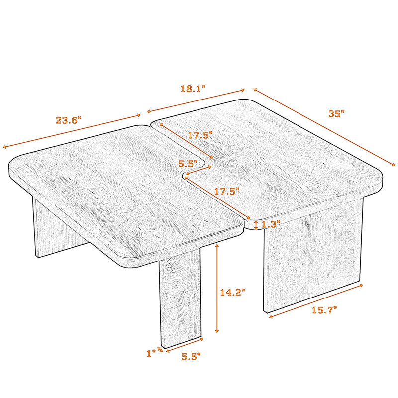2 - Piece Coffee Table Set, Natural