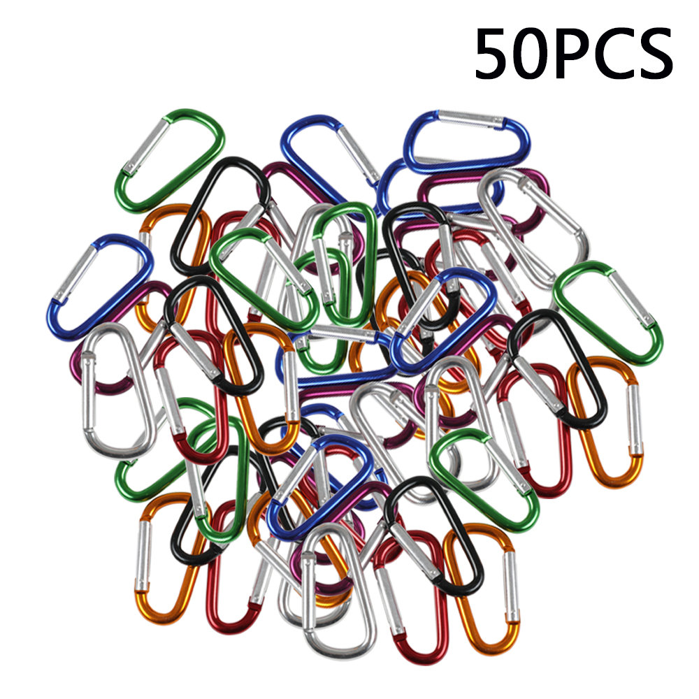 100pcs Mini Aluminum Carabiner Clips - Silver Spring Hook Keychains For Camping & Outdoor