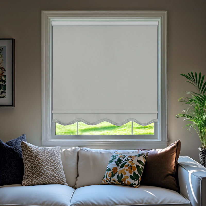 Beaman Cordless Blackout Window Roller Shade, 23"W x 64"L, Gray Solid (Fringe)